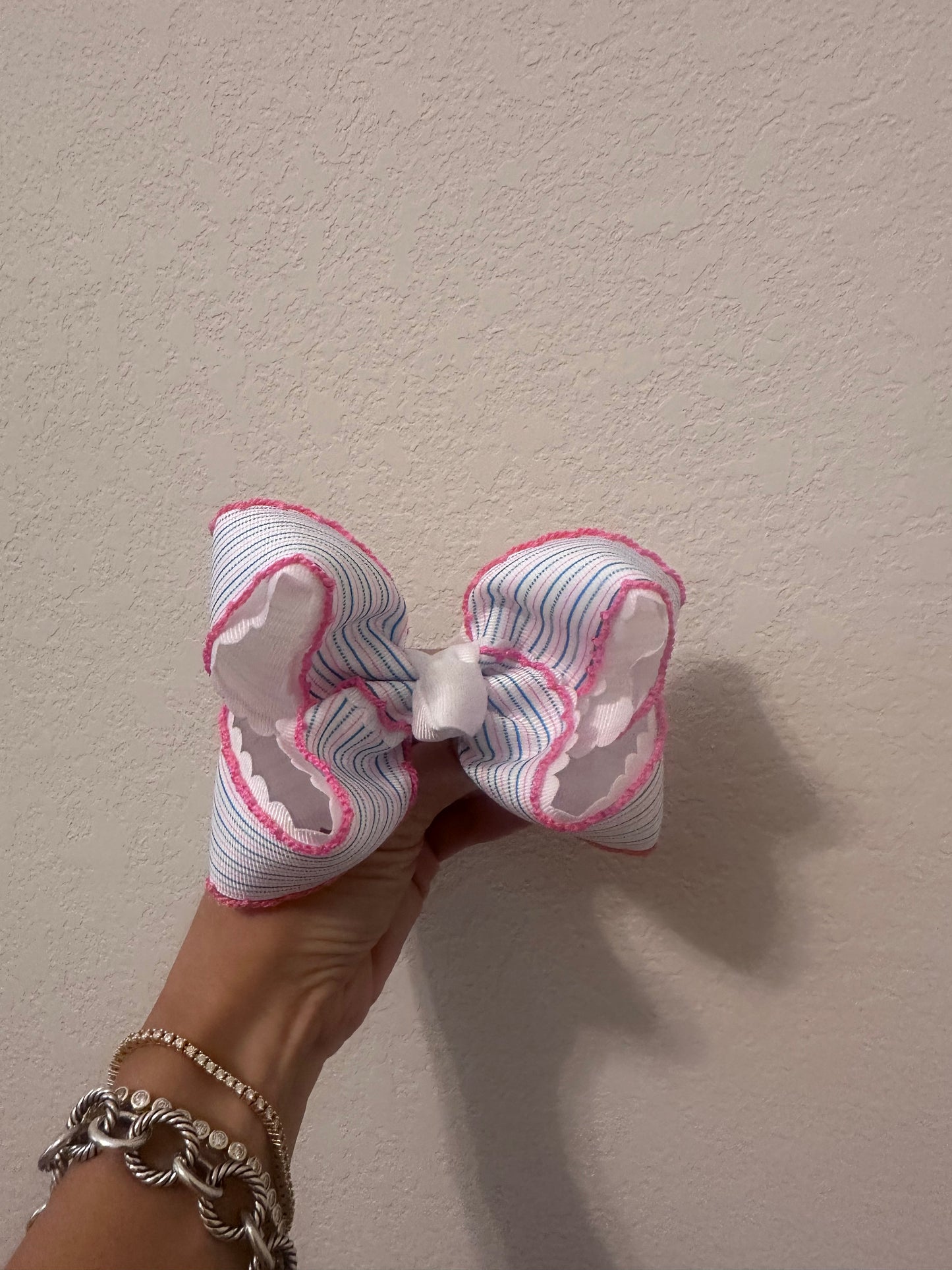 4” Back to School Handwriting Stripes Bow