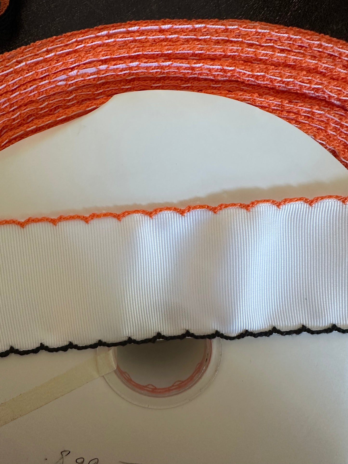 2” white with orange/black moonstitch