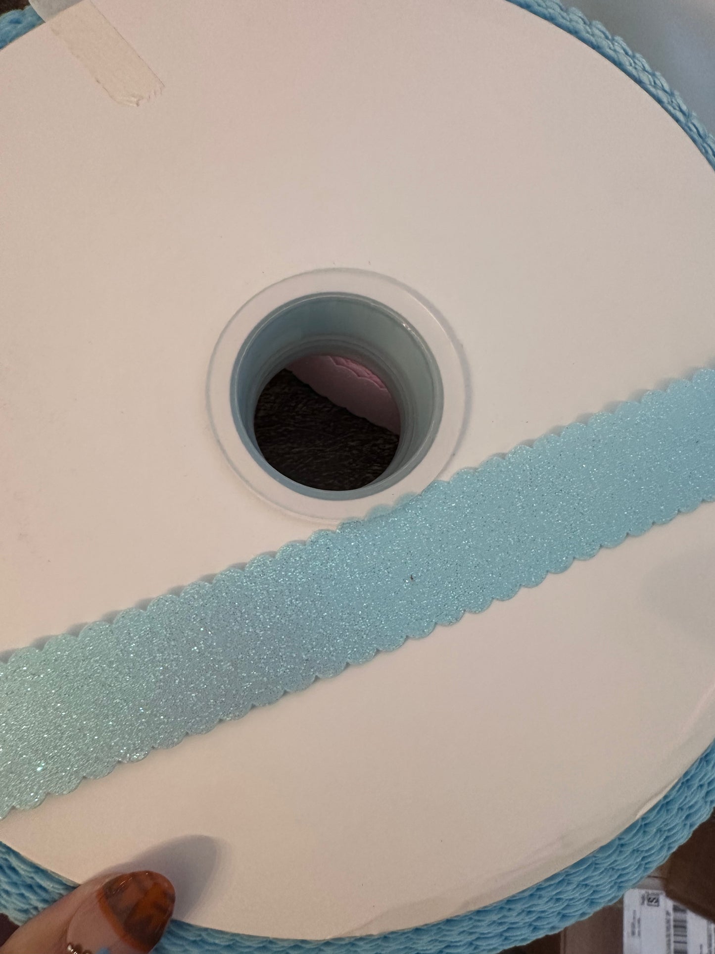 1” Glitter Satin Wavy-light blue