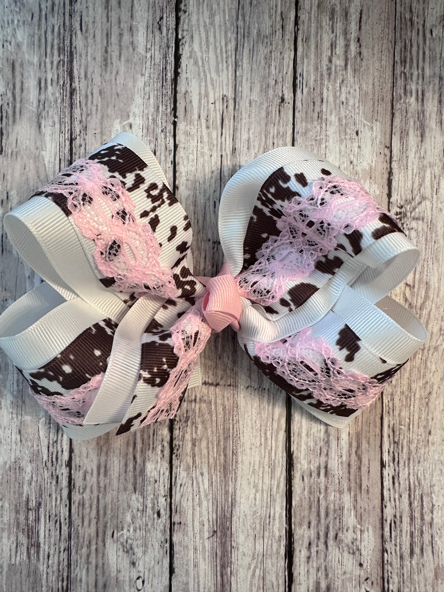 Cow Print with Pink Lace Bow
