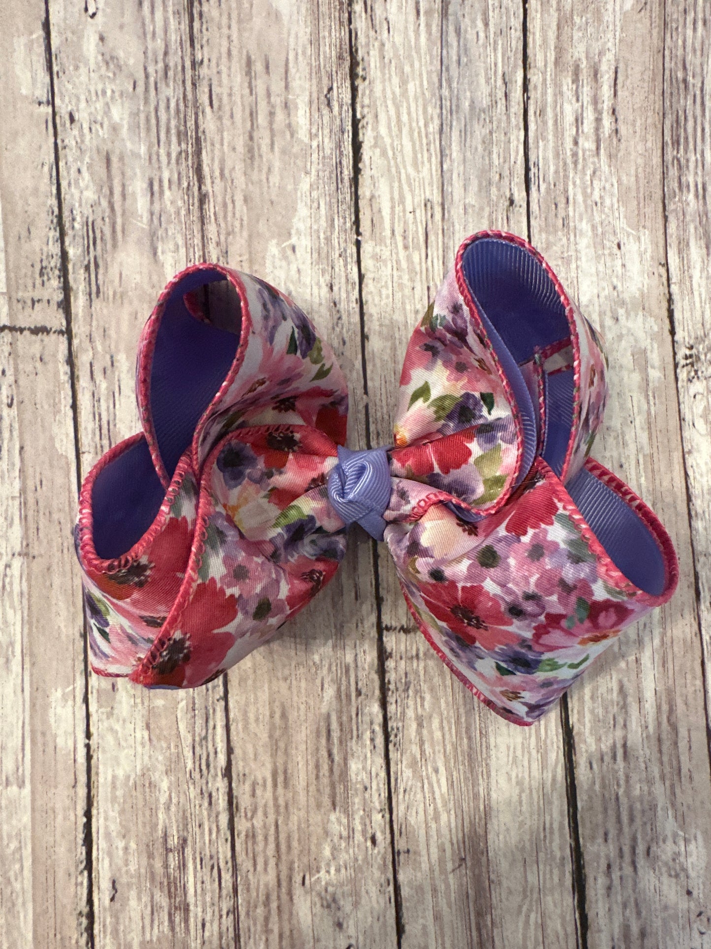Pink/Purple Floral Bow 5”