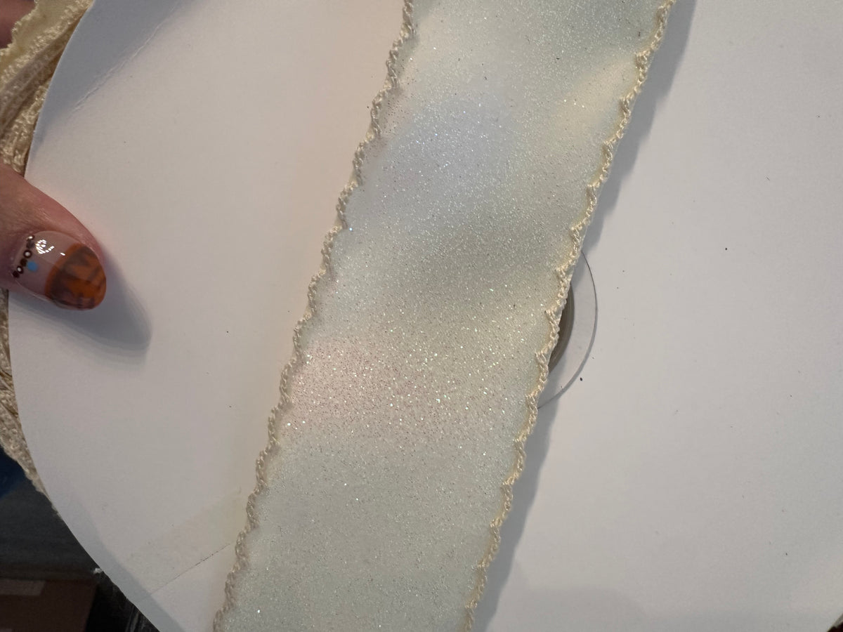 2” Glitter Satin Moonstitch- Cream