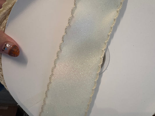 2” Glitter Satin Moonstitch- Cream