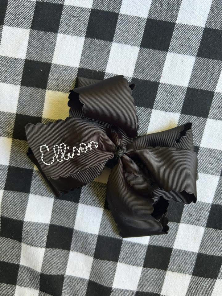 Monogrammed Scalloped Bow