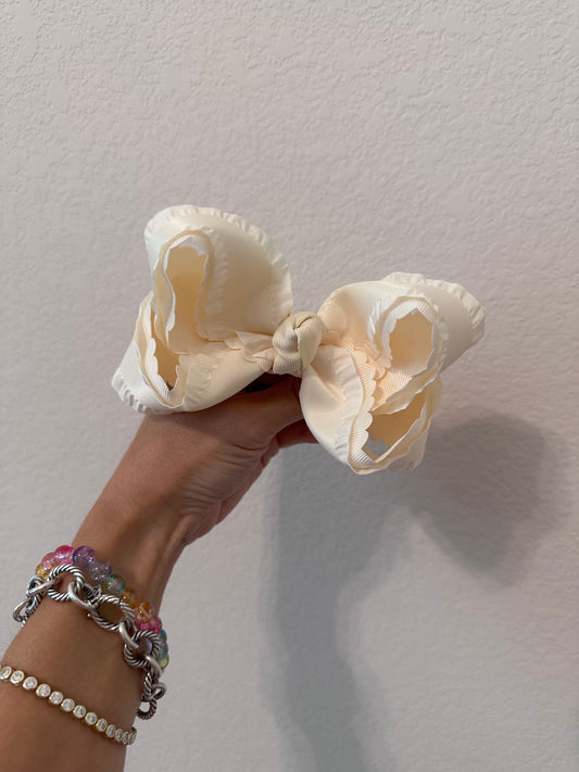 4” cream ruffle bow