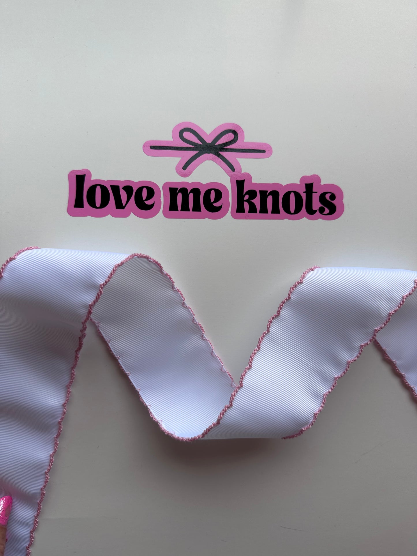 2” white with light pink Moonstitch