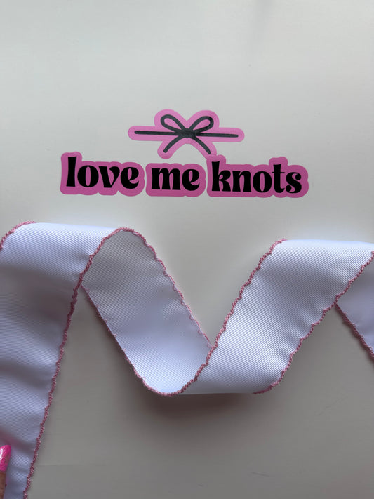 2” white with light pink Moonstitch