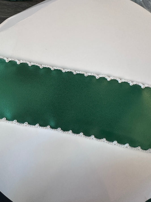 2” forest green w white stitch