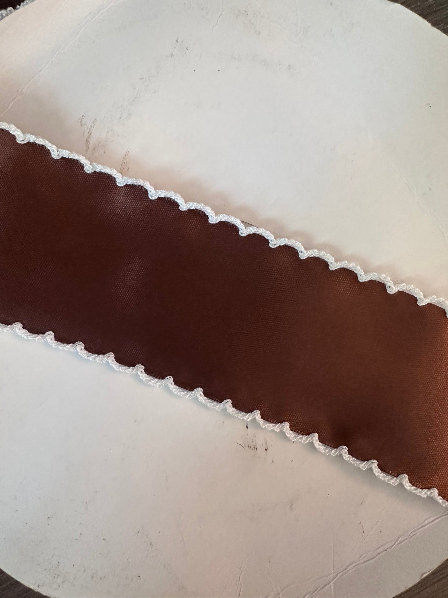 2” brown w white stitch