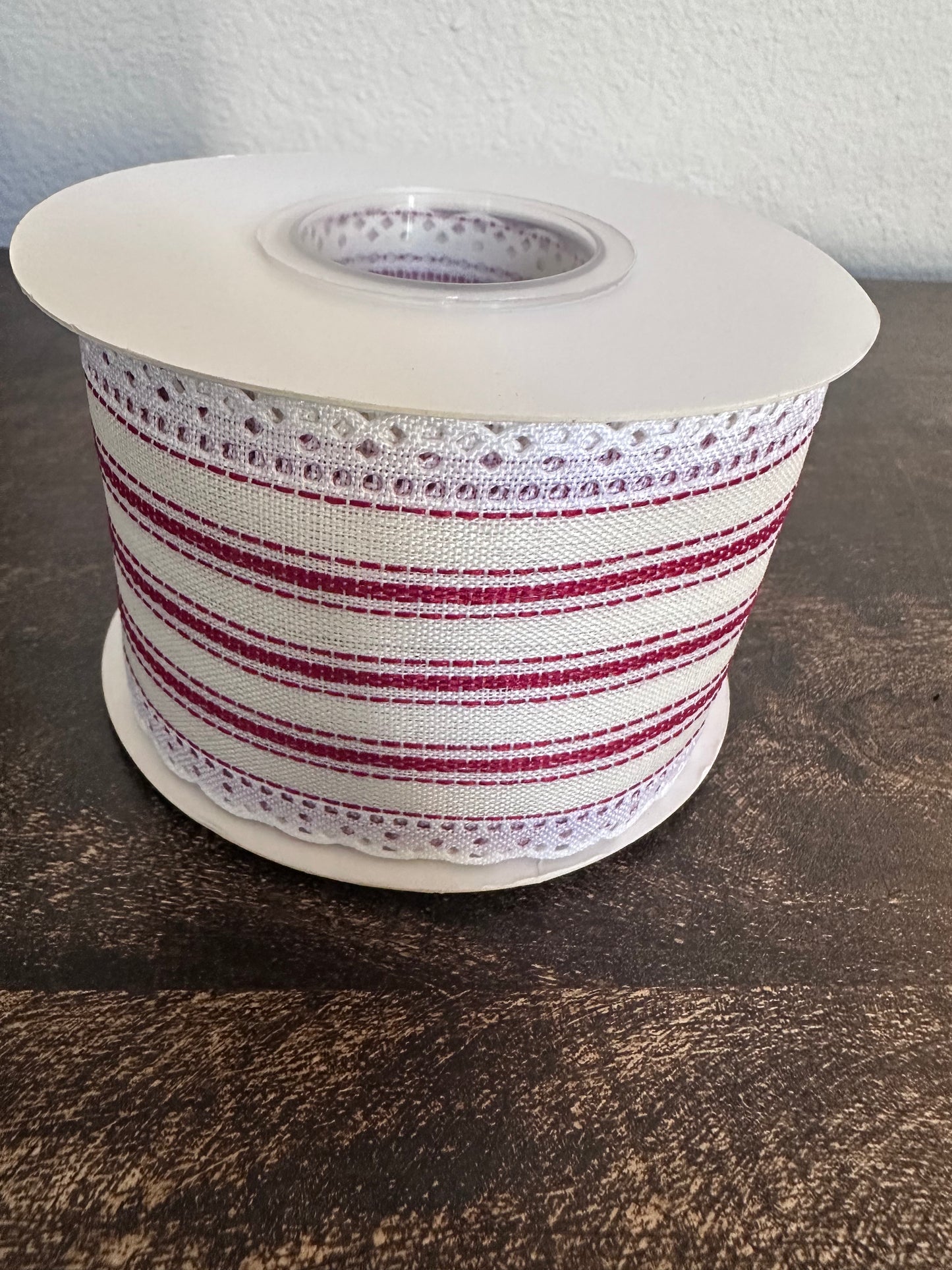 2.5” white with red stripes