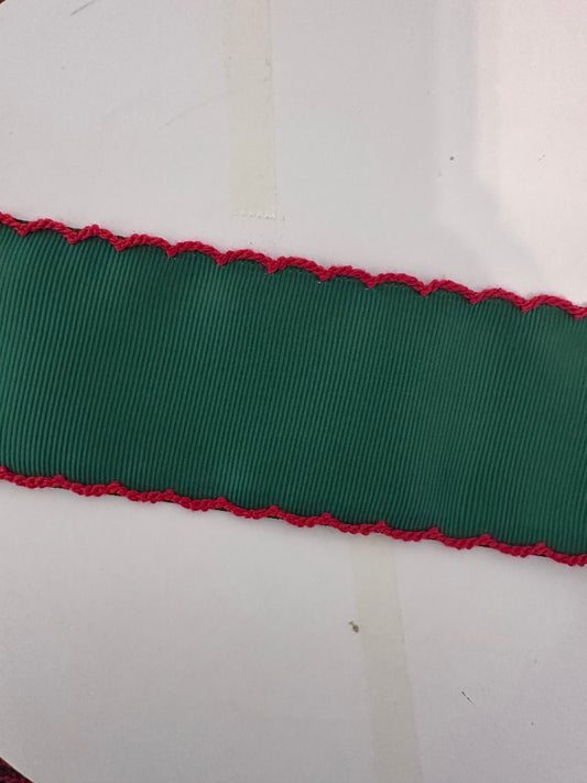 2” forest green with red Moonstitch