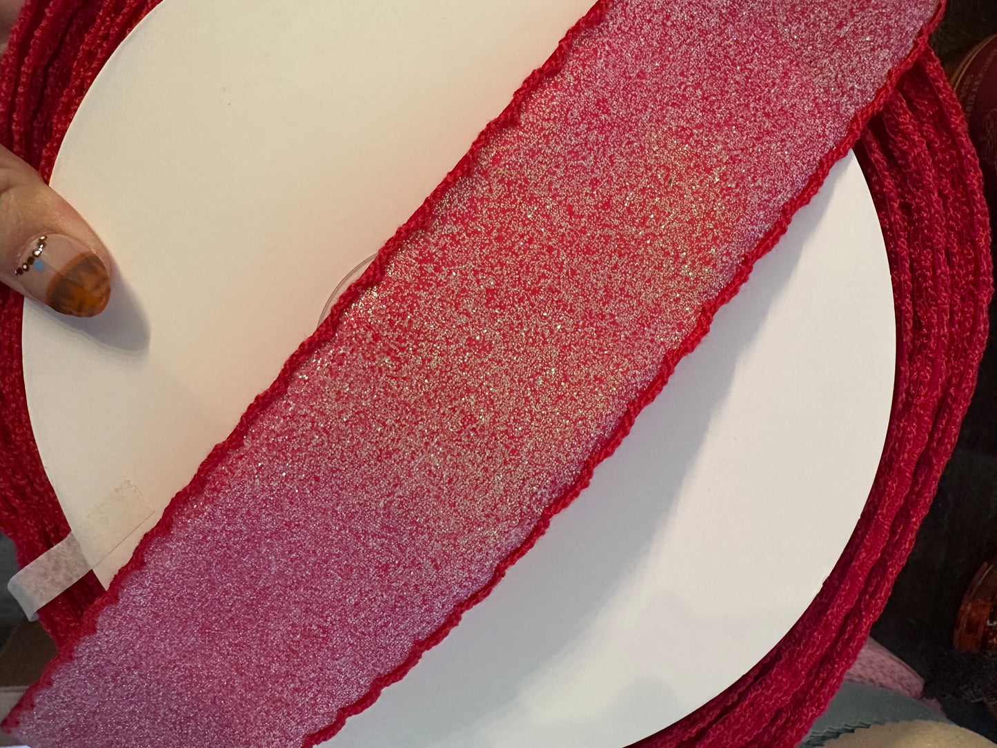 2” Glitter Satin Moonstitch- red
