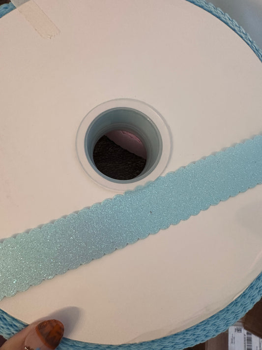 1” Glitter Satin Wavy-light blue