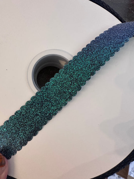 1” Glitter Satin Wavy-navy
