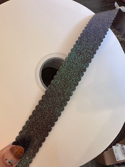 1” Glitter Satin Wavy-brown