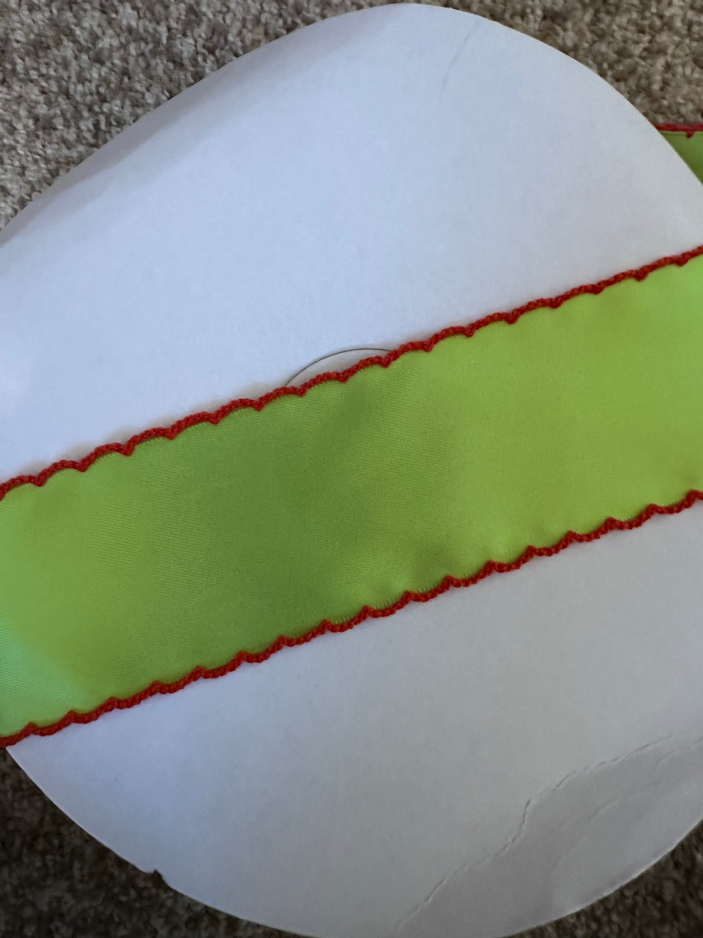 2” lime satin with red stitch