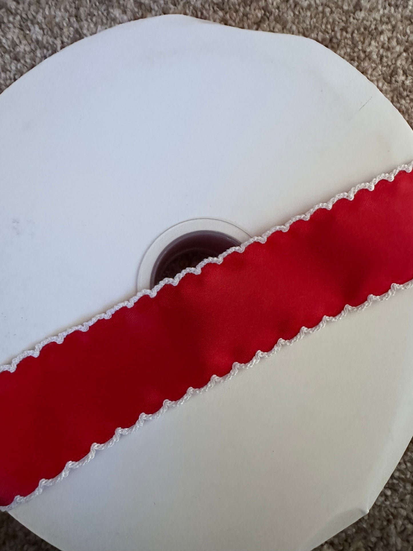 1.5” red satin with white stitch