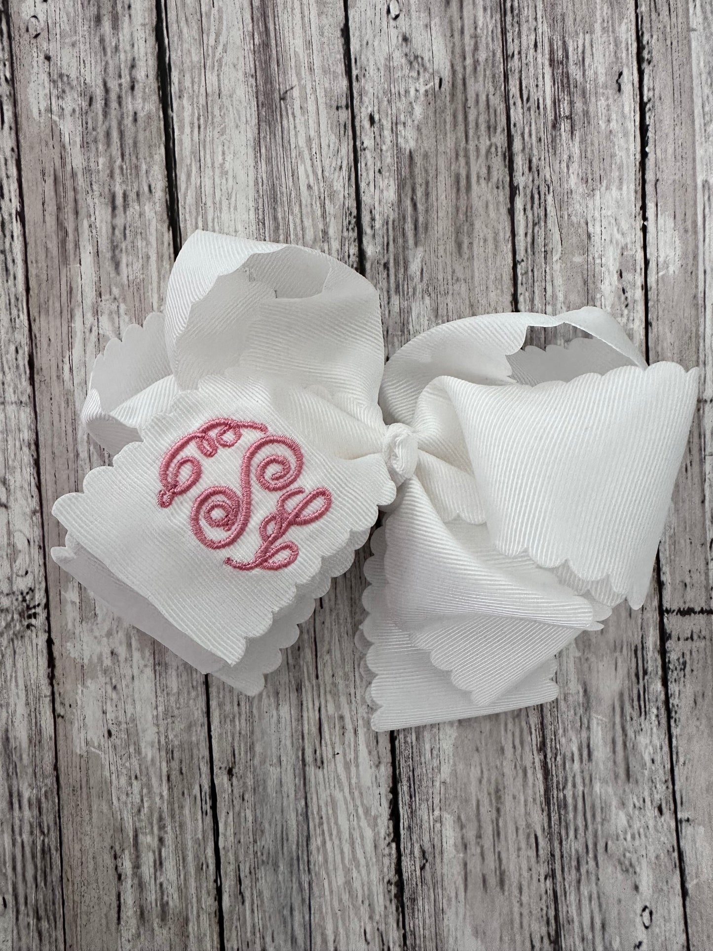 Monogrammed Scalloped Bow